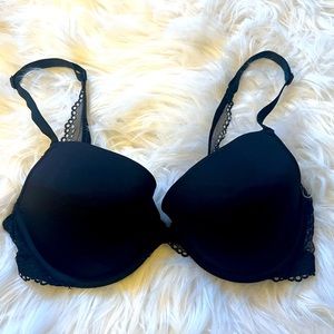 H&M Black Satin Bra 34D